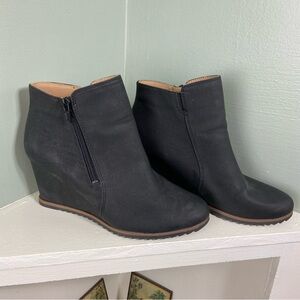 Soul Naturalizer Hudson Black Wedge Ankle Boots Booties 8.5 Zip Black/Gray
